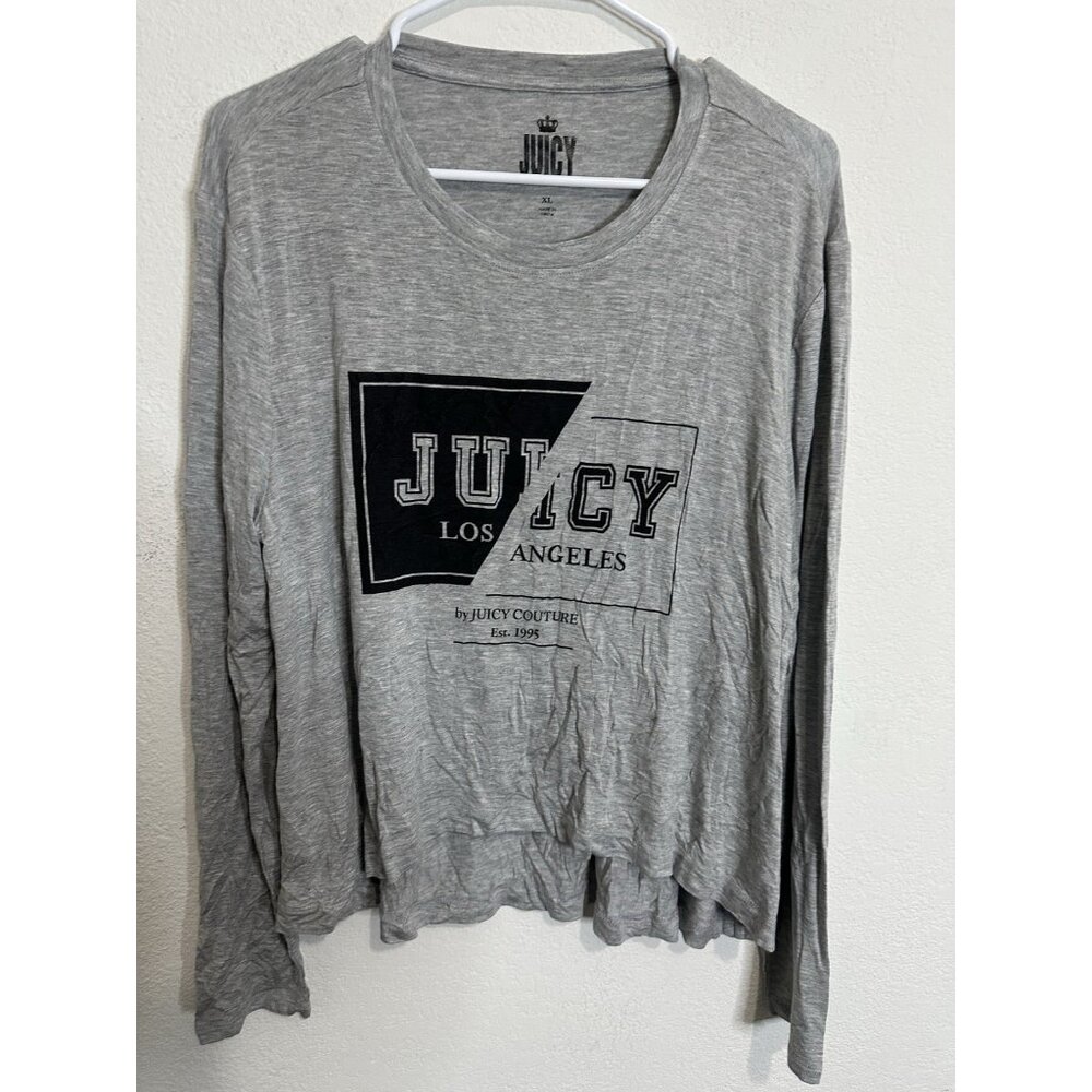 Juicy Couture Los Angeles Gray Long Sleeve Logo Shirt Size XL